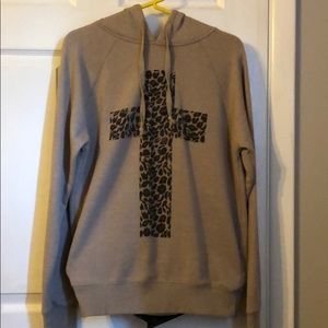 Tan cheetah cross hoodie